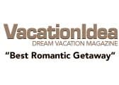 Logo of VacationIdea magazine featuring the phrase "Best Romantic Getaway."