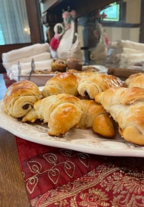 Homemade chocolate croissants